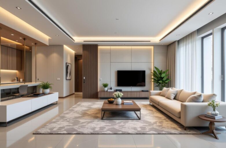 Beige TV meubel trends in modern interieur design